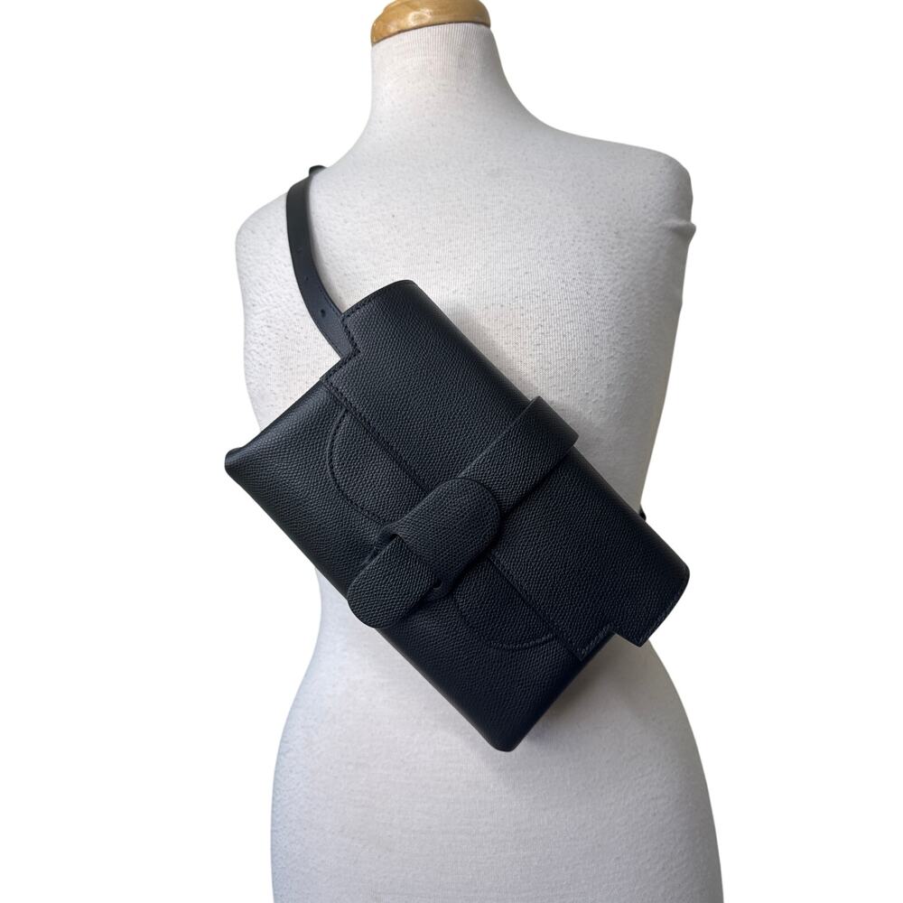 Senreve Aria Embossed Leather Convertible  Belt Crossbody Shoulder Bag Black